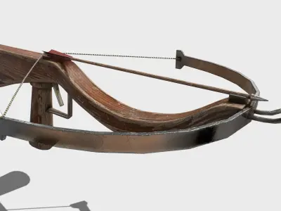 Low Poly PBR Crossbow wooden with metal handle Low-poly 3D model