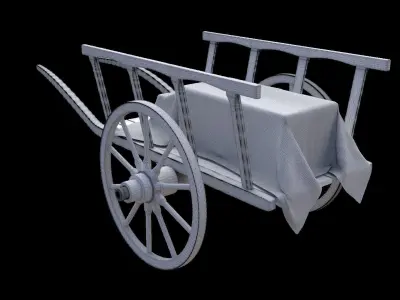 Medieval Cart Low-poly 3D model
