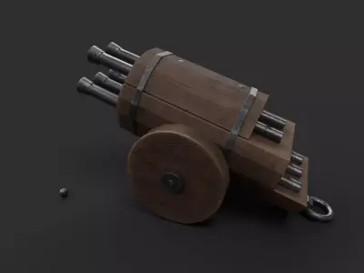 Medieval 15th century organ gun Low-poly 3D model