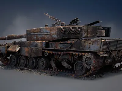 Leopard 2A4 Destroyed Low-poly 3D model