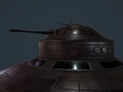 RIGGED WWII German Nazi UFO Prototype Haubenu II Low-poly 3D model