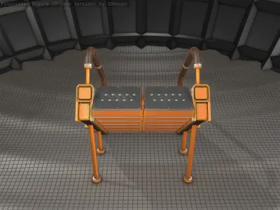 Sci-Fi Stairs - 8 - Orange Version Low-poly 3D model
