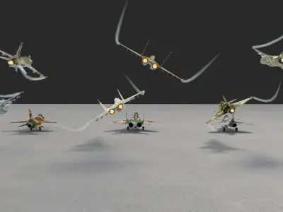 Modern fighters lowpoly set A - 3x3 Low-poly 3D model