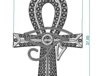 Horus eye ankh cross pendant 3D print model 3D print model