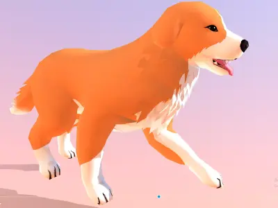 Retriever Dog Walking Cycle Orange Dog 3D model