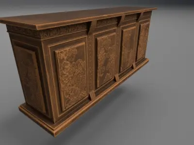 stylized bar counter Low-poly 3D model