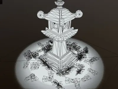 Japanese Shogun Shrine Pillar Low-poly 3D model