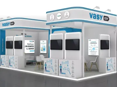 8mtr x4mtr expo stall 2side open Exhibition Stand Free low-poly 3D model
