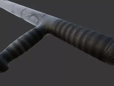 Rough Police Baton Game-Ready Low-poly 3D model