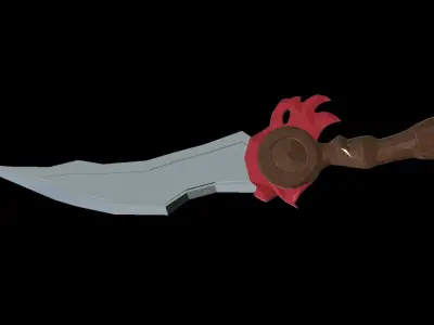The Enigmatic Low Poly Red-Banded Sword Low-poly 3D model
