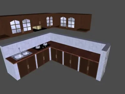 Kitchen Furniture included Texture Low-poly 3D model