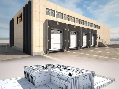 Cargo Building TIR Low Poly2 Low-poly 3D model