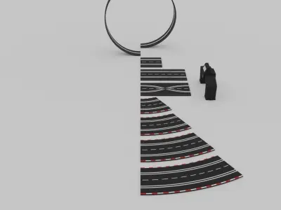 Slotcar Track Parts 3D model