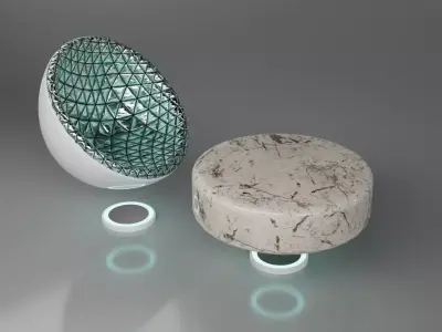 Sci-fi Chair and Table Free low-poly 3D model