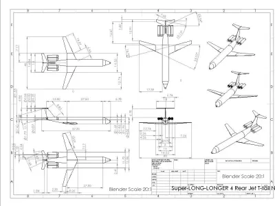 VC10 1500 Style Quad Jetliner - Custom Rear-Engine Low-poly 3D model