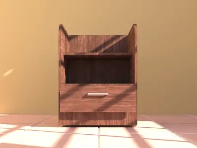 Bedside Table Walnut Wood 3d Model Free 3D model