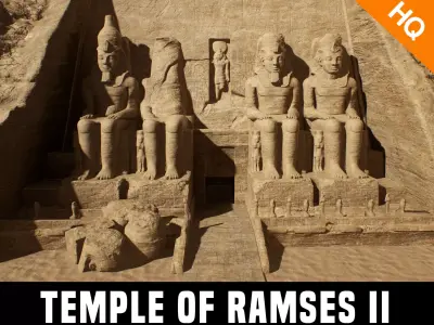 Abu Simbel Egypt Temple of King Ramses II King and Queen PBR Low-poly 3D model