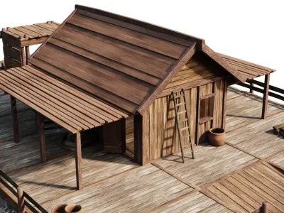 Old Lake House 28 d PBR 4K GameReady Low-poly 3D model