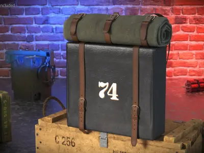 US Civil War Infantry Backpack with Blanket 3D model