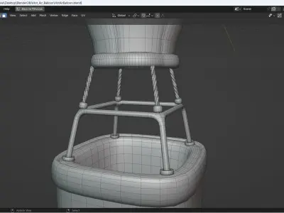Hot Air Balloon Simple stylized Low-poly 3D model