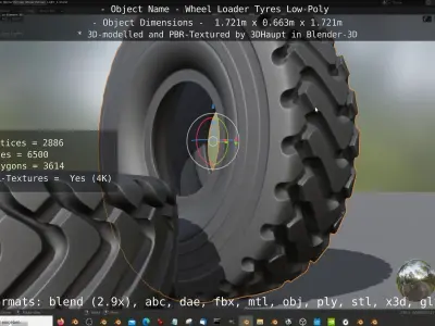 Wheel Loader Tyres Low-Poly Version Low-poly 3D model