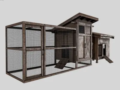 Chicken Cage 2 Types Low-poly 3D model