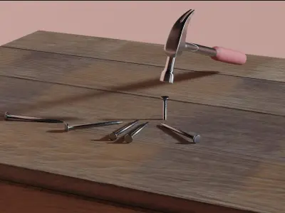 Hammer and nail Free 3D model