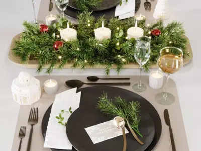 Christmas table setting Free 3D model