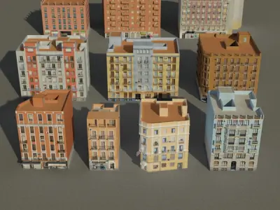 Building Collection 61 - 70 Low-poly 3D model