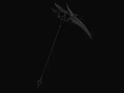Arlecchino scythe - Crimson Moon Scythe 3d model Genshin Impact Low-poly 3D model