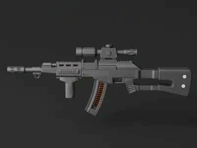 Assault Rifle Gun Low-poly 3D model