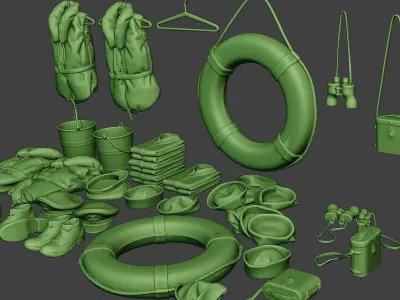 Ww2 US Naval Objects Pack1 3D print model