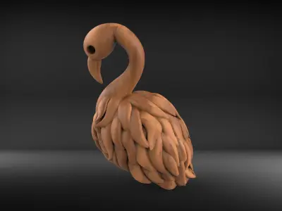 Flamingo Bird 3d art wooden Free 3D print model