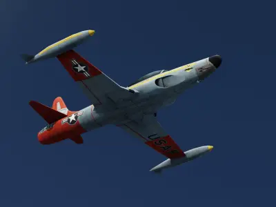 F-94A Starfire jet fighter Hand painted game model Low-poly 3D model