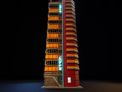 SCIFI CYBERPUNK FUTURISTIC NEON SKYSCRAPER 06 Low-poly 3D model