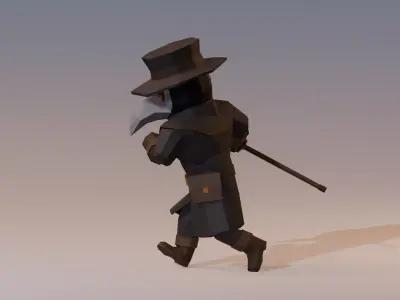 UNRIGGED VERSION LOW-POLY PLAGUE DOCTOR Low-poly 3D model