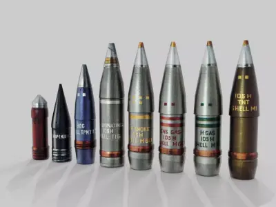 Artillery Ammunition Set -Various Calibers Low-poly 3D model
