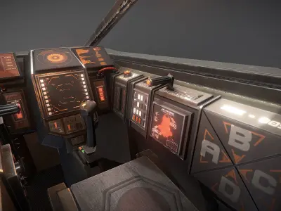 Light Assault Craft Fighter and Cockpit Low-poly 3D model