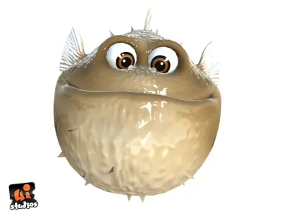 Toon Puffer Fish Low-poly 3D model