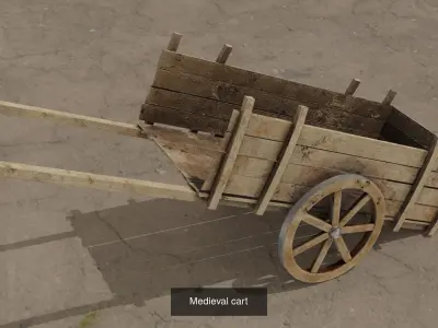 Barrel and Medieval cart 3D models 3D Model Collection