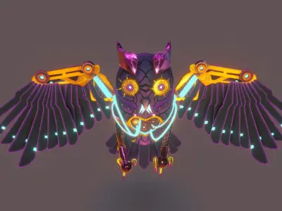 SteamPunk Owl Low-poly 3D model