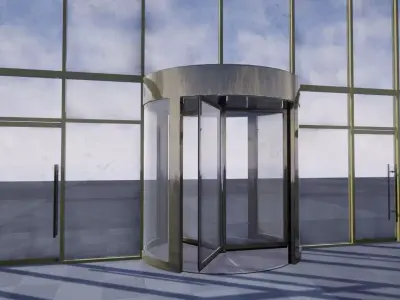 Revolving door set Low-poly 3D model