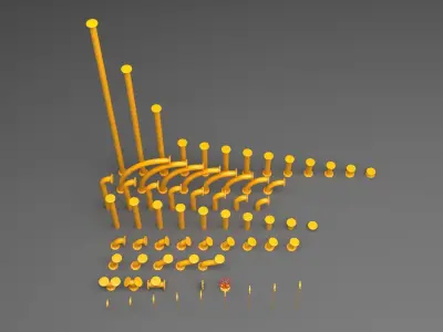 PBR Industrial Pipes Middle Low-poly 3D model