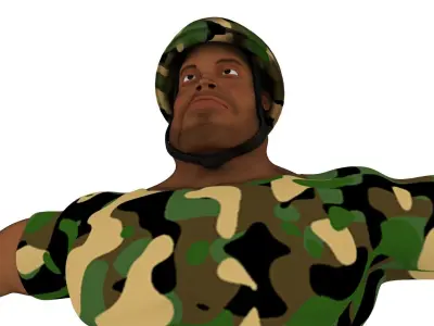 Soldier 3d lowpoly model in camouflage uniform Low-poly 3D model