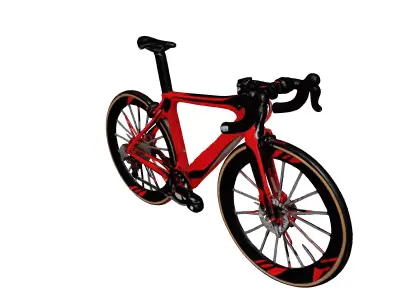 Carbon Fiber Bicycle Frame Red Scratches 3D model