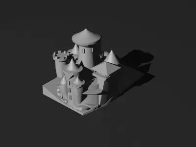 Low Poly Castle 2 harry potter Low-poly 3D model