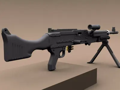 Hi-poly M240 machinegun Free 3D model