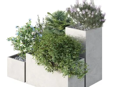 HQ Tree and bush garden box outdoor VOL 07 Free 3D model