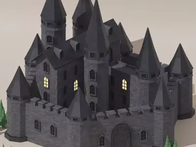 Low Poly Fantasy Castle Low-poly 3D model