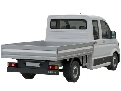 MAN TGE Flatbed Truck Duble 3D model